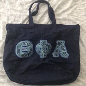 Theta Phi Alpha Navy and Blue Zipper Tote